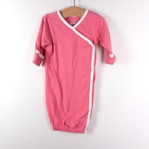Babysoy Cotton Long‎ Sleeve Newborn Gown Pink Baby 0-3 months